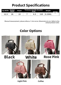 Size guide for PU leather mini crossbody bag with dimensions and weight specs