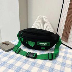 Street Style Nylon Chest Bag For Women Men Contrast Color Waist Pack Retro Crossbody Bag Trendy Outdoor Sport WOAINI Print