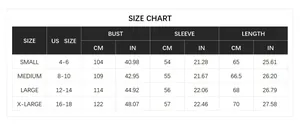 Tabella taglie dettagliata per maglione in maglia con misure USA da 4 a 18 in cm e pollici