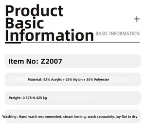 Detailed material specifications for crewneck knit sweater with acrylic and nylon blend