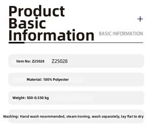 Detailed size chart and washing instructions for long sleeve knitted sweater Z25028