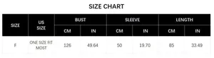 Size chart for hooded striped tassel poncho showing measurements in cm and inches