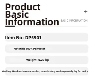Detailed spec sheet showing 100% polyester material and care instructions for the shawl