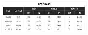 Detailed size chart for hooded knit sweater featuring CM and IN measurements for S-XL sizes