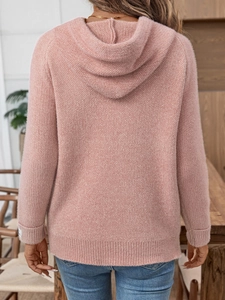 Maglione rosa con cappuccio da donna in finta pelliccia sintetica e vestibilità ampia