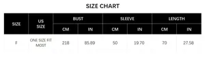 Size guide table for oversized leopard print knit poncho with fringe details