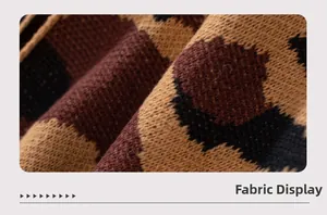 Macro detail of thick knit leopard print fabric with high density stitching for winter poncho