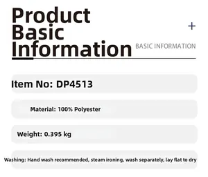 Detail showing 100% polyester material specifications and garment care labels for the poncho