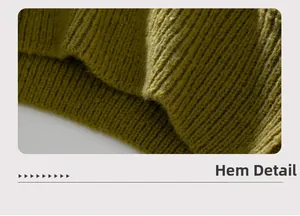 Detailansicht des olivgrünen Stricksaums mit hochwertiger Grobstrick-Verarbeitung