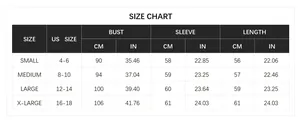 Detailed size chart for women ruffle knit cardigan including US sizes and measurements