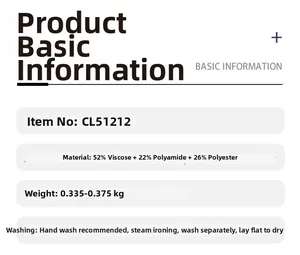 Detailed size and care specifications for V-neck sweater model CL51212 in textile view