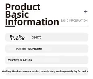 Spécifications du tissu et conseils d'entretien pour le cardigan à capuche tricoté G24170