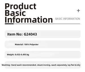 Detailed size and material chart for knitted cardigan with 100% polyester specifications