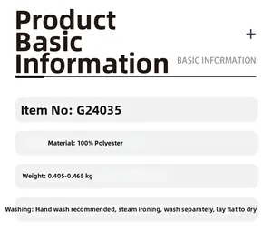 Tabella specifiche tessuto 100% poliestere per maglione lavorato a maglia G24035