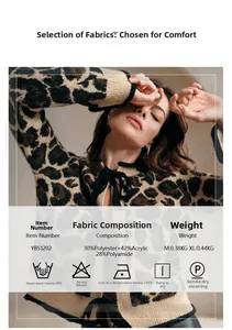 Détails du gilet léopard en mélange polyester et acrylique avec infos sur le tissu