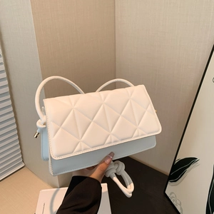Sac à Épaule en Cuir PU Matelassé pour Femmes Petit Sac à Rabat Carré Avec Bandoulière à Nœud Sac à Bandoulière Décontracté