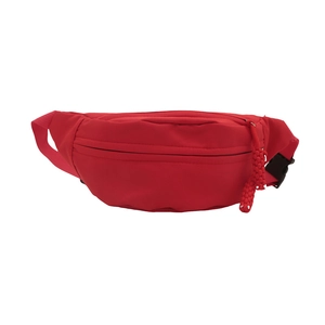 Minimalist red nylon sports chest bag with adjustable belt and plastic buckle for women