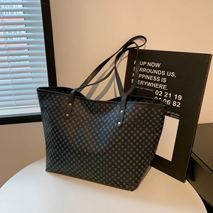 2024 New Trendy Large Capacity Tote Bag For Women Personalized Monogram Pattern PU Leather Shoulder Bag Fashion Handbag