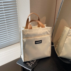 Women Canvas Handbag Minimalist Fashion Letter Tote Bag Contrast Color Square Work Casual Lunch Bag Daily Small Tote