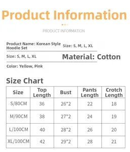 Detailed size chart for girls knitted bow sweater and skirt set available in S-XL sizes