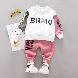 Toddler Kids Casual Cotton Sweatshirt And Pants Outfit Set Letter Printed Long Sleeve Sporty Top And Trousers For Boys Girls