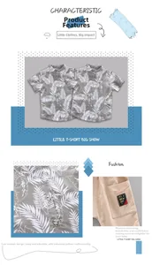 Detail of breathable leaf print short sleeve shirt and cotton linen shorts for boys