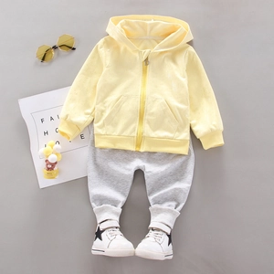 Ensemble de Vêtements en Coton pour Petites Filles Style Coréen avec Veste à Capuche Zippée et Pantalon Tenue de Sport Décontractée d'Automne