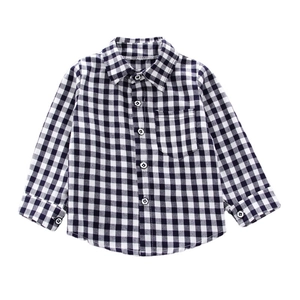 Completo camicia a quadri a maniche lunghe per bambino in classico cotone a scacchi
