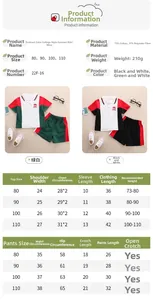 Detailed size chart for kids color-block polo shirts and shorts summer two-piece set