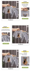 Detail of grey toddler tracksuit with cartoon bear embroidery and elastic waistband