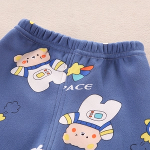 Children warm thermal underwear set with bear astronaut print and space lettering