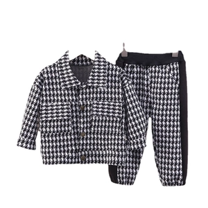 Ensemble deux pièces pour garçon avec veste à pied-de-poule et pantalon d'automne hiver