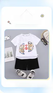 Detail of white boy's Hanfu T-shirt with dragon embroidery and Chinese button knots