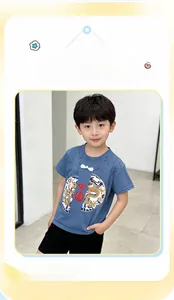 Detail of boys' blue summer Hanfu top with traditional frog buttons and dragon print