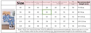 Detailed size chart for kids cartoon thermal underwear set with height recommendations
