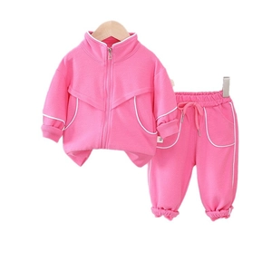 Survêtement rose deux pièces pour fille avec veste zippée et pantalon de jogging assorti