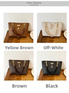 Four color options of stylish tote bags with cross pattern and golden deer pendant