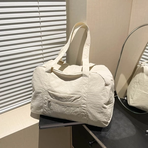 Women Large Capacity Canvas Tote Bag Simple Lightweight Shoulder Handbag With Stitching Detail Daily Casual Travel Bag