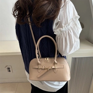 Retro beige Leder-Pillows-Tasche für Damen mit Handgriff und verstellbarem Schultergurt