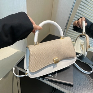 Niche Luxury Women Patchwork PU Woven Crossbody Bag Vintage Contrast Color Handbag With Adjustable Shoulder Strap For Everyday