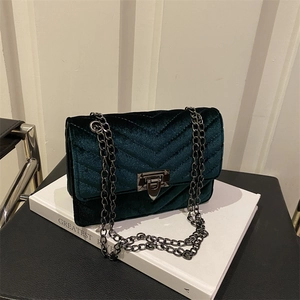 Damen Mode Samt Chevron Gesteppt Umhängetasche Elegant Luxus Kette Schultertasche Vintage Kleine Quadratische Tasche Für Alltag