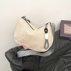 Women Corduroy Crossbody Bag Casual Versatile Stripe Wide Strap Underarm Bag Forest Style Hobo Shoulder Bag Daily Fashion Purse