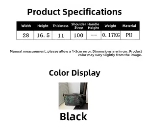 Size chart showing dimensions for the printed black PU leather large tote bag