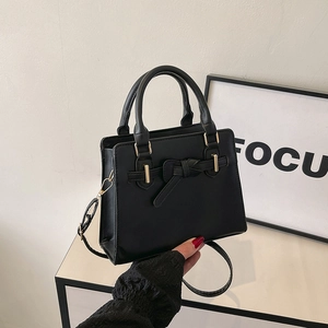 Sac à Main Femme en Cuir PU avec Nœud Papillon Minimaliste Couleur Unie Sac Bandoulière Réglable Sac Fourre-Tout Élégant