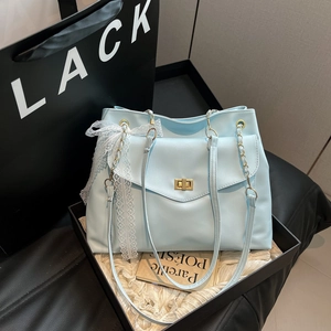 Sac à Bandoulière Rétro pour Femme Grande Capacité Sac Fourre-tout Avec Nœud en Dentelle et Chaîne Sac à Main en PU