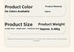 Detailed size chart for large beach bag showing dimensions 44x24x25cm and fabric specs