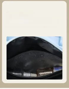 Detail of waterproof dry-wet separation compartment for travel bag with water droplets