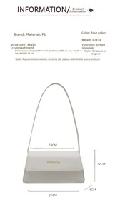 Detaillierte Größenangaben für die weiße Baguette-Schultertasche aus PU-Leder