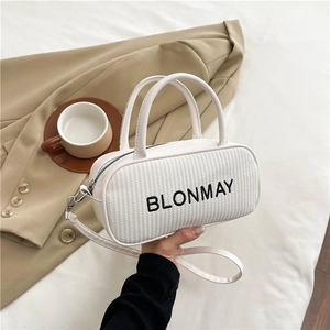 Vintage Woven Stitching PU Leather Crossbody Bag For Women Fashion Boston Cylinder Shoulder Bag Daily Casual Handbag