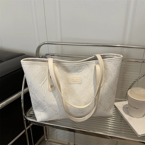 Borsa Tote da Donna alla Moda Grande Capacità Ricamo Floreale Borsa a Spalla Minimalista Pendolare per lo Shopping Quotidiano